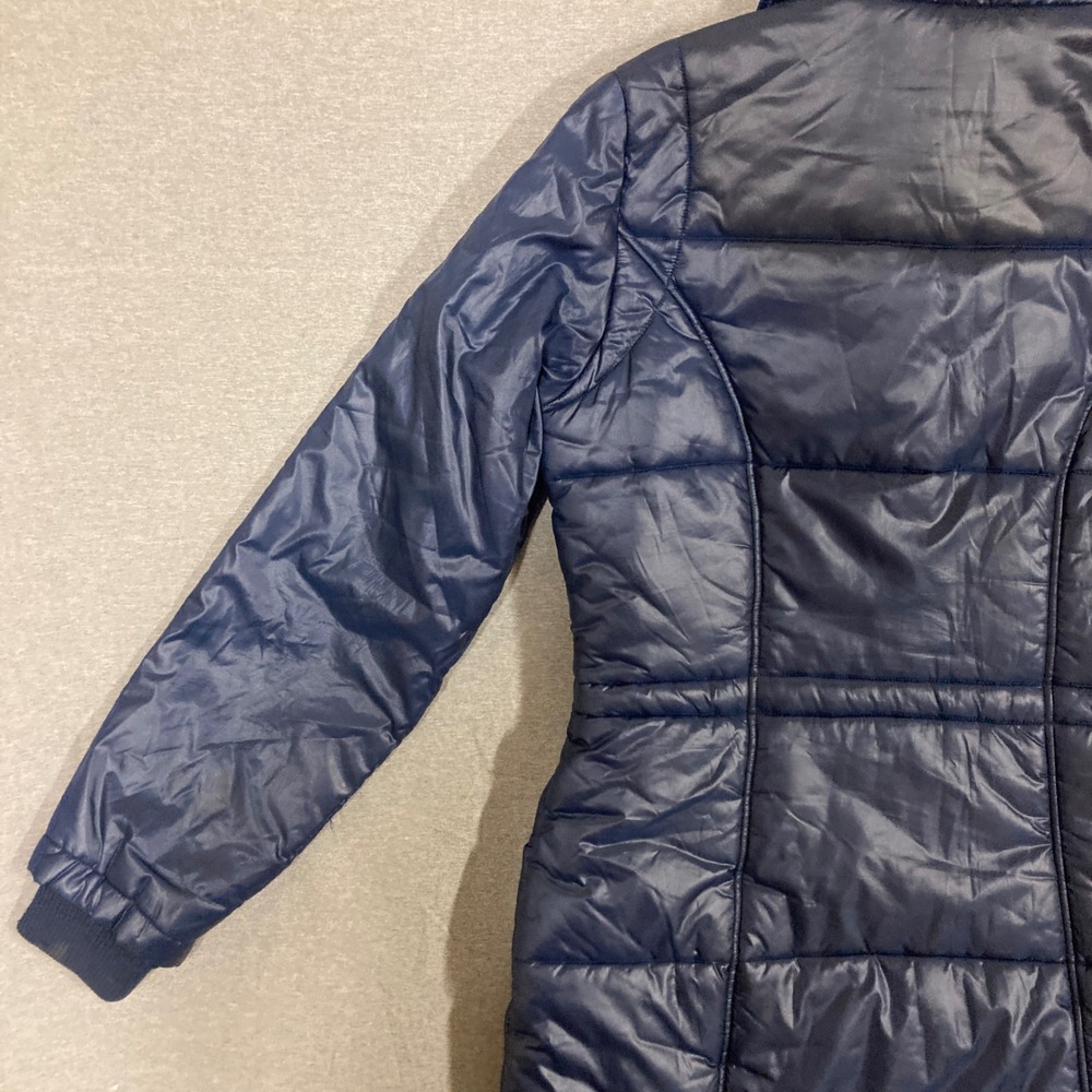 Adidas Originals Navy Blue Puffer Jacket Longline Trefoil Logo 608525 Womens M - Picture 12 of 15